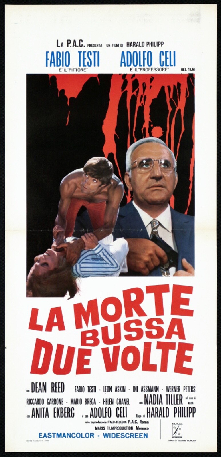 Locandina originale film La morte bussa due volte (1° tipo) (1969) - Regia di Harald Philipp