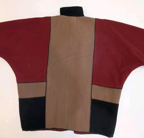 Vintage Mrs. H. Winter Colorblock Wool Swing Jacket Cape Coat S 70s 80s Mod - Picture 5 of 11