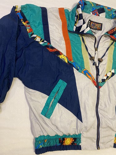 Vintage Bomberjacke 80er 90er Windbreaker Gr. L mehrfarbig Reißverschluss - Bild 4 von 13