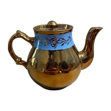 Gibsons Made In England Blue Band Copper Luster Tea Pot Teapot With Lid Numbered
