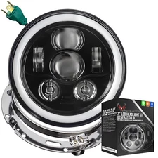 Eagle Lights Black 7" Gen 3 Halo LED Headlight & Ring for 1990-13 Harley Touring