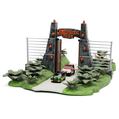 Jurassic Park Gate and Nano Hollywood Rides Vehicle Diorama - Picture 2 of 10