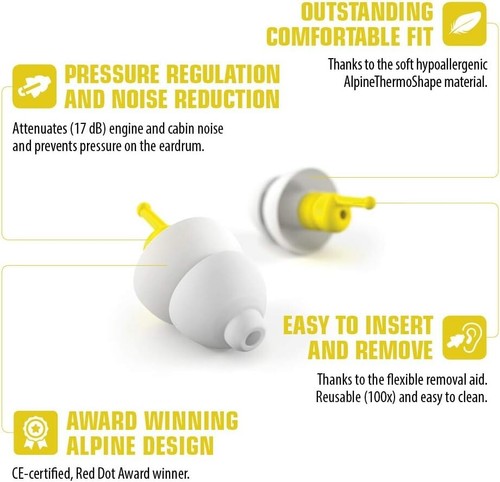 ALPINE FLYFIT EARPLUGS - HEARING PROTECTORS AIRPLANE PRESSURE SOFT TRAVEL - Picture 3 of 8