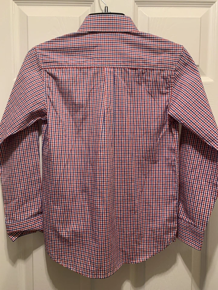 Usado en Excelente Condición Nautica Niño Talla 12 Rojo Azul Y Blanco Cuadros LS Camisa Mezcla Algodón Foto 4 de 4