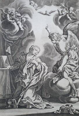 Bartholomäus Kilian (1630-1696): Verkündigung an Maria (Kupferstich, signiert)