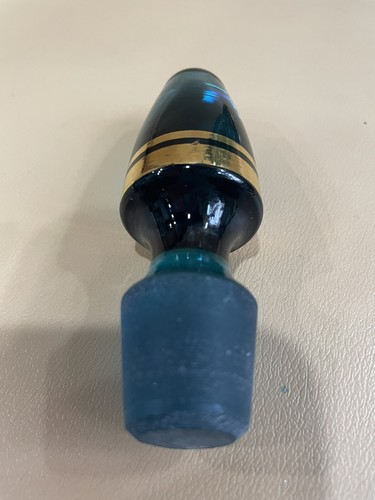 Vintage Bohemian? Glass Blue Gold Handled Decanter With Stopper - Picture 4 of 9