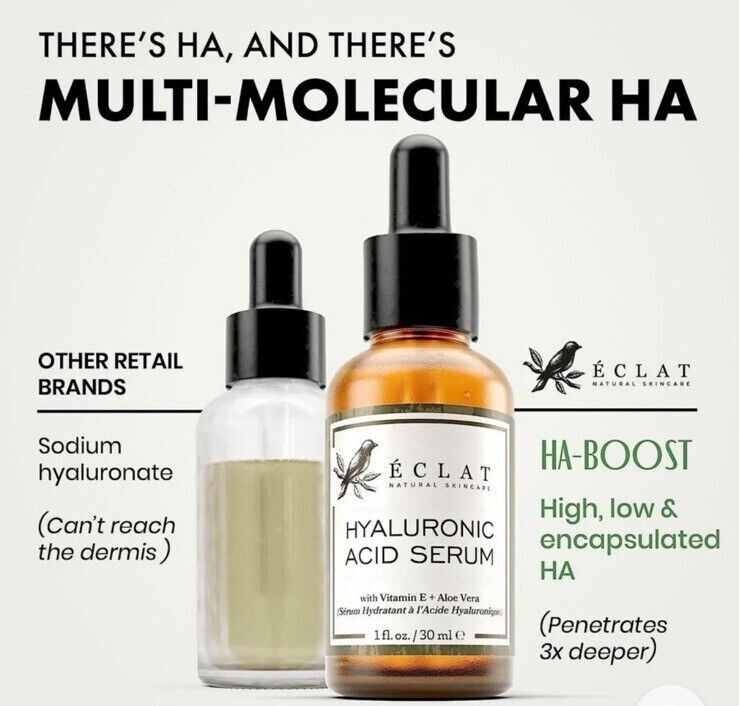 Eclat Hyaluronic Acid Serum 2 HA 100 Pure Moisturiser AntiAgeing