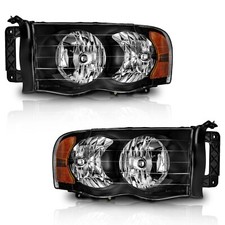 Weelmoto Pair Headlights For 2002-2005 Dodge Ram 1500 2500 3500 Black Headlamps