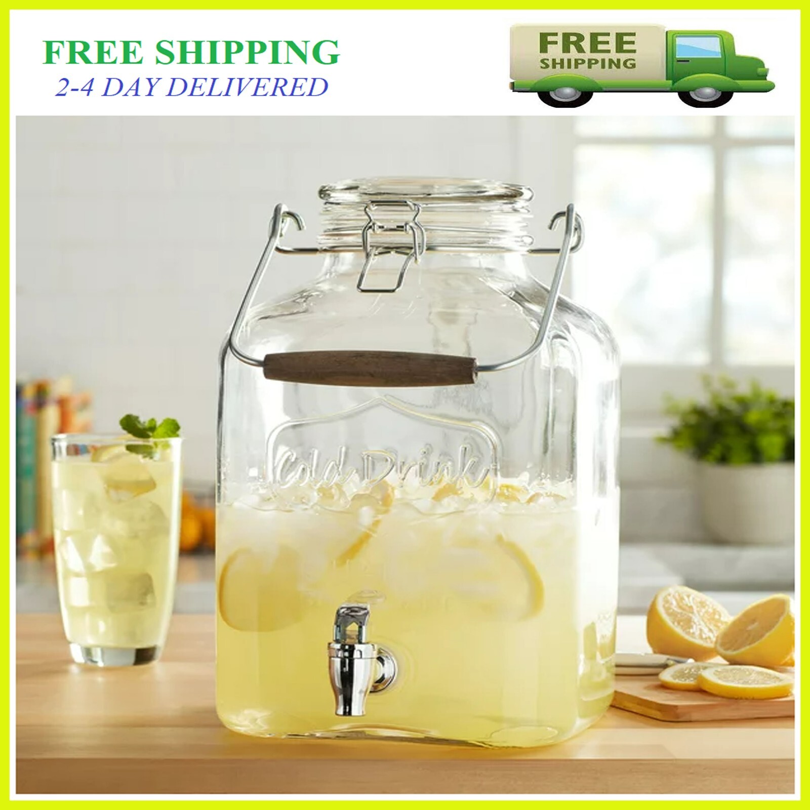 Better Homes & Gardens 2 Gallon Glass Beverage Dispenser with Glass