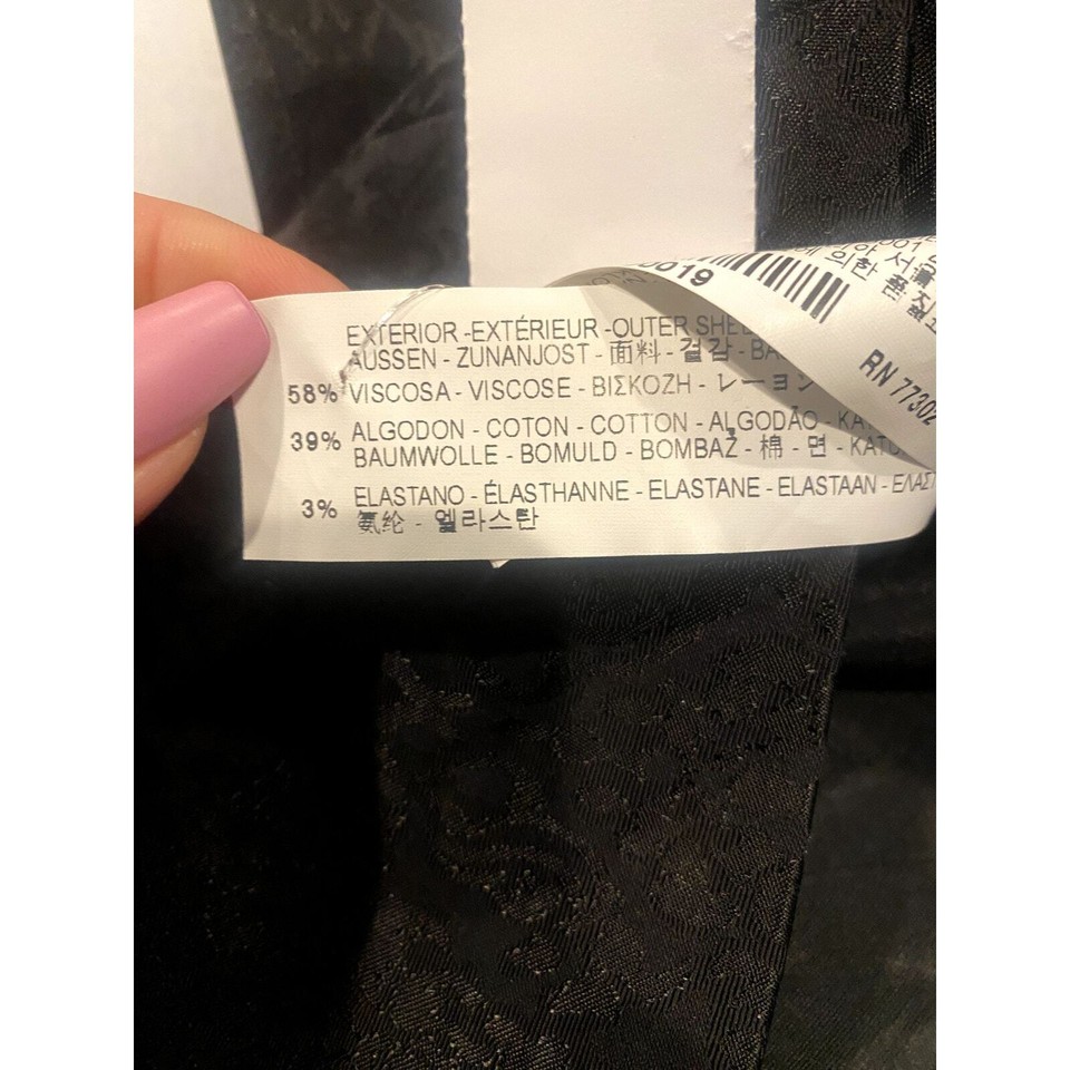 ZARA Sleeveless Embossed Jacquard V Neck Dress Pockets Zipup XS Black