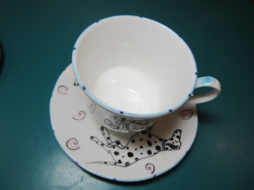 EXKLUSIV! DALMATINER Demitasse Set von SONIA SPENCER handbemalt Hundeteller Tasse - Bild 6 von 12