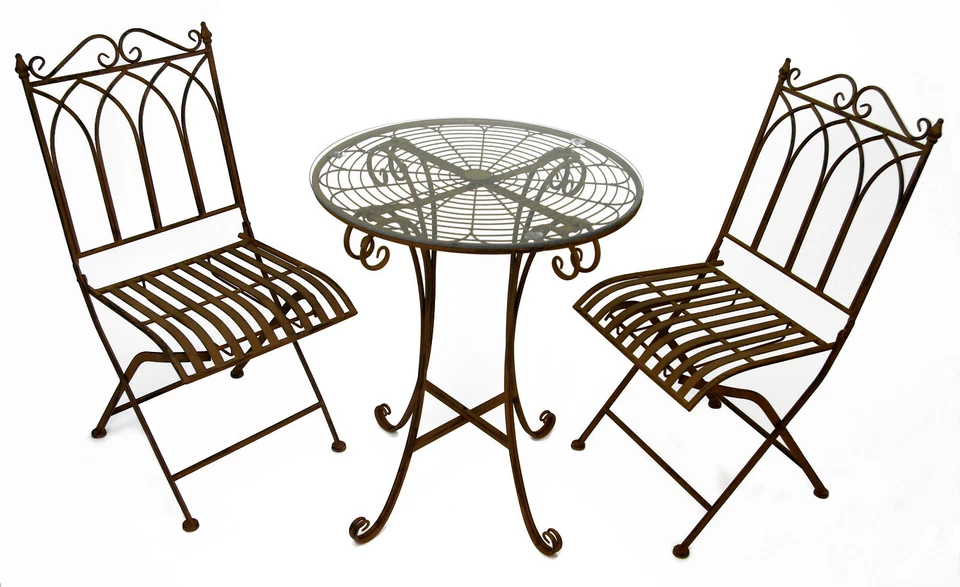 GeKi Trend Bistro-Set 3 teilig Metall Eisen Bistroset Gartenmöbel Set Balkon - Bild 2 von 4