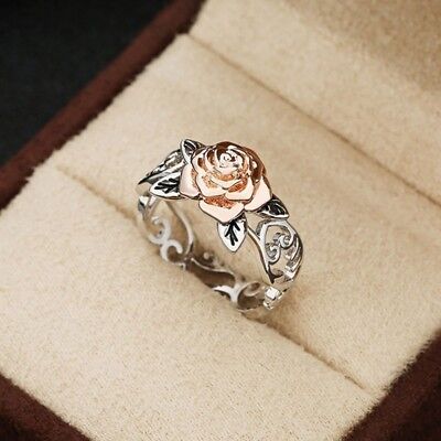 925 Silver 18K Gold Filled Beautiful Women Cocktail Ring Jewelry Gift Size 6-10