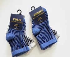 6 Ralph Lauren Layette Baby Boys St James Stripe Crew Socks Sz 6-12 months - New