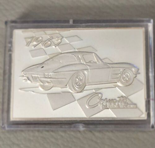 Franklin Mint  1963 Corvette Stingray ~.925 SOLID SILVER INGOT~ W/Hard Case - Picture 1 of 2
