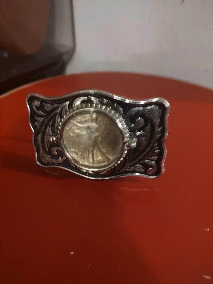 Moneda águila de plata, hebilla de cinturón Foto 3 de 4