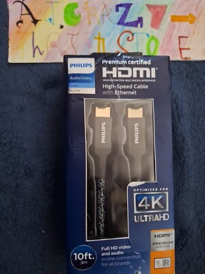Philips 10' Elite Premium High-Speed HDMI Cable with Ethernet, 4K@60Hz - Braided