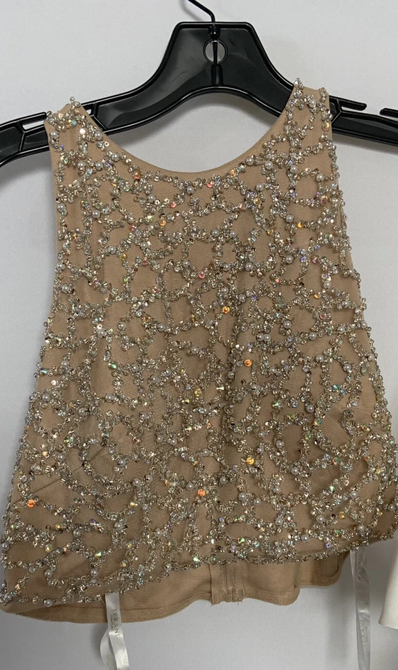 Vestido Terani Couture Dos Piezas Dorado/Marfil Talla 10 Foto 4 de 4