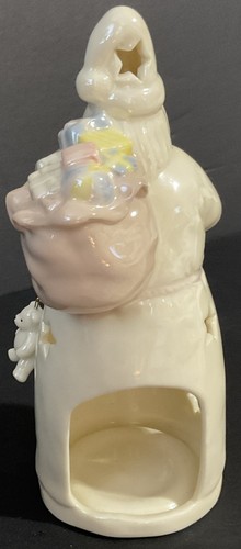 Portacandele votivo 8" in porcellana bianca Babbo Natale Tealight - Foto 4 di 7