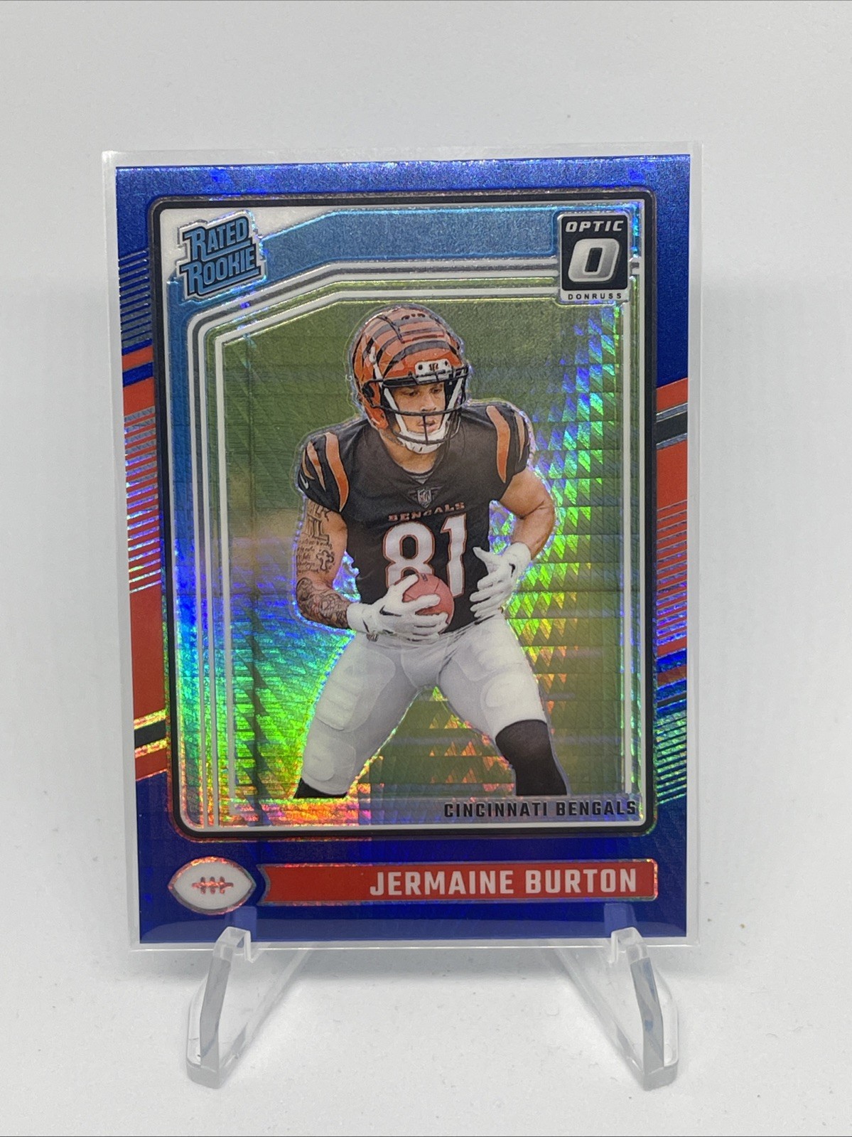 2024 Panini Donruss Optic Jermaine Burton RC Rated Rookie Blue Hyper #251