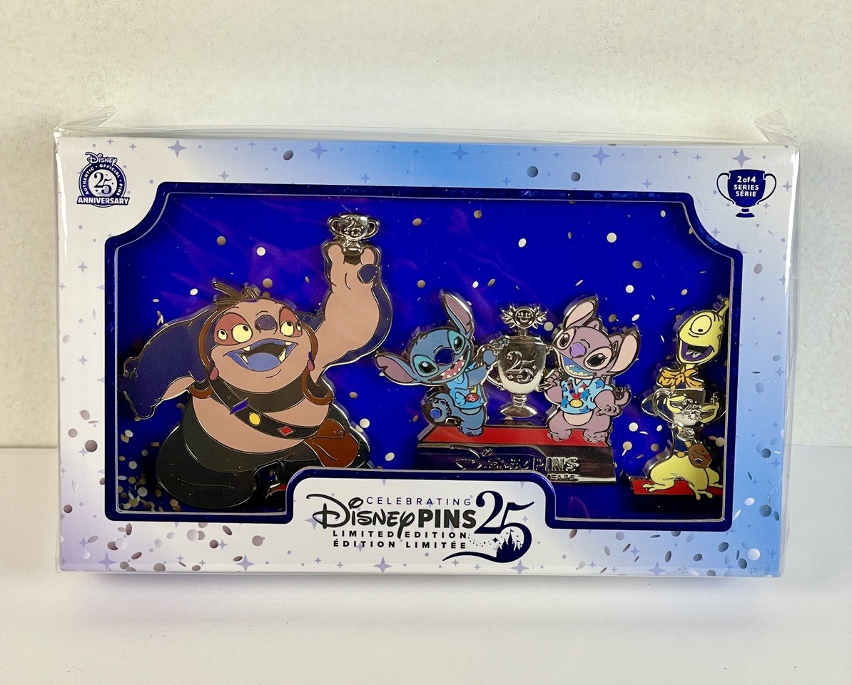 Disney Pins 25 Years 3 Trophy Pin Set 2 of 4 Lilo & Stitch LE 900 Jumba Pleakley
