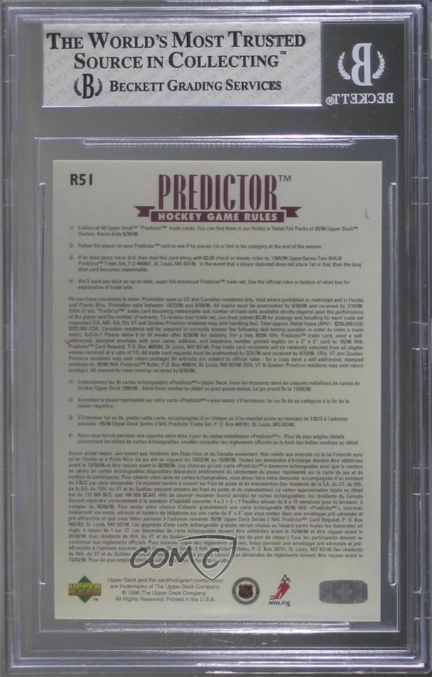 1995 Upper Deck Retail Award Predictor Redemption Wayne Gretzky #R51 BGS 8 HOF - Image 2 of 2