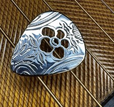 Vintage Brass Silver Guitar Pick With Case Acoustic & Electric USA Made