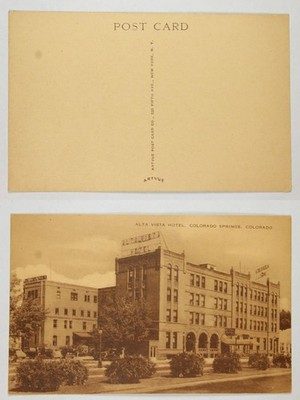 ALTA VISTA HOTEL Colorado Springs CO Vintage Artvue Sepia Tone Postcard Unposted