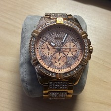 GUESS Crystal Rose Gold Stainless Steel Quartz Chronograph Watch 46mm Analog