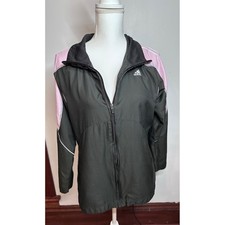 Adidas Womens Track Jacket Dark Grey Pink Full Zip P52642 Large
