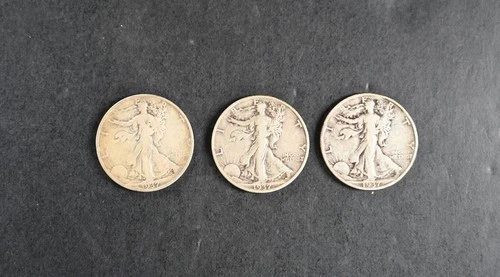 1937, 1937-S-D USA Walking Liberty Silver Half Dollar 50c VG-F Circulated Coins