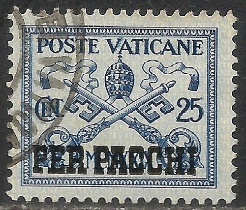 Vatikanstadt #Q4 Sehr schön gebraucht - 1931 25c päpstliches Wappen - überdruckt "PER PACCHI"