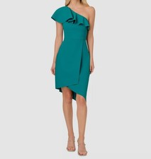 Papell Studio by Adrianna Papell Women's Green Asymmetrical One-Shoulder Dress 8