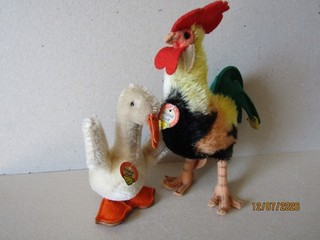 Steiff Gallo e Oca Tulla 17 e 12 cm tutti gli ID KFS ottimo!