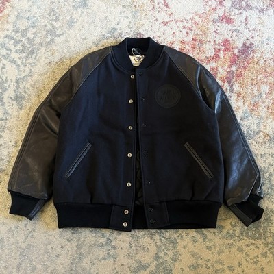 Golden Bear x Saint Alfred Varsity Jacket, Made In USA - Size XL (black/black)
