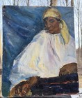 Vintage Artist Study WOMAN Portrait Impressionist Painting 20x24 BOLD! — photo 7