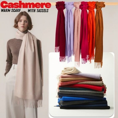 Reines Kaschmir Schal Damen Frauen Winter warm lang weich Wolle Schal Halstuch Strick UK