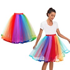Rainbow Tutu Womens, Rainbow Skirt Rainbow Puffy Tutu Layered Tulle Petticoat...