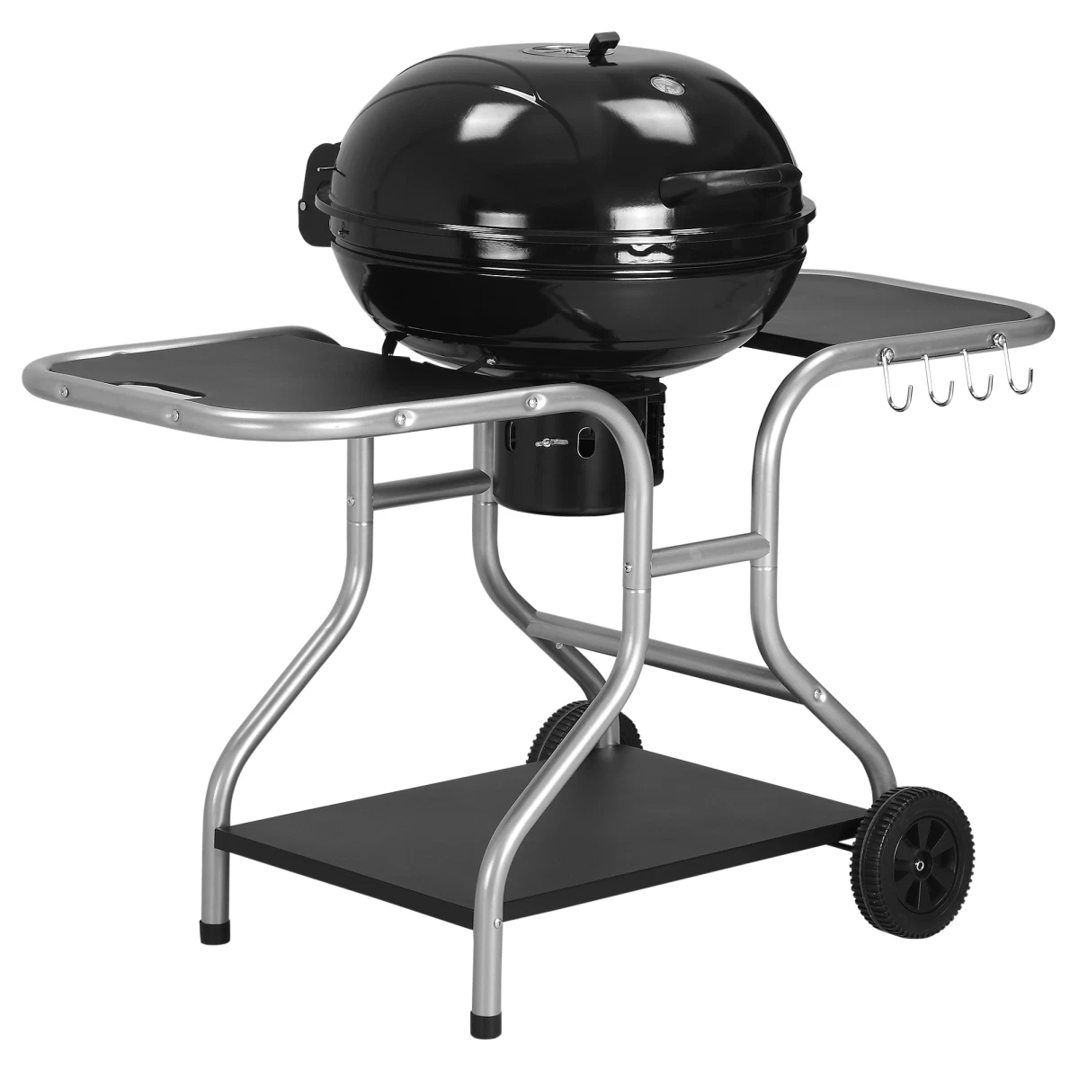 Garden Charcoal Trolley Barbecue Grill with Wheels – Black
