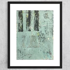Original Grunge Minimalist Modern Art Collage Painting 8.5x11 "Heterography"