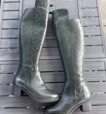 Girotti Women s Tall Dark Green Leather Boots 60229 EU41/US 10.5