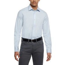 Banana Republic Men's Long Sleeve Poplin Dress Shirt, Blue, S