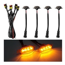 Dickno 4PCS Car Grille Lights, Bright Amber LED Grill 4 PCS, Black Yellow