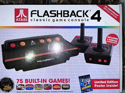 Atari Flashback 4 Home Console w/ 2 Wired Controllers, AV Cables, Built-In Games