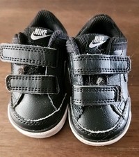 Nike Capri 3 Black Leather Hook Loop Sneakers 579949-014 Toddler size 3C