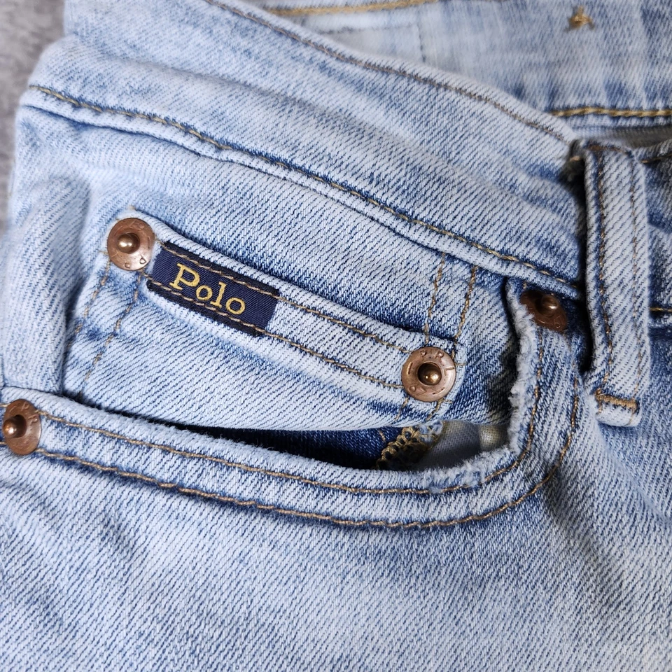 Polo Ralph Lauren 牛仔裤女式 29 Tompkins 紧身漂白斑点中腰 — 第 4/4 张图片