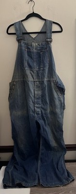Penney's Pay Day Distressed Denim Bib Overalls Union No Size Tag Vintage