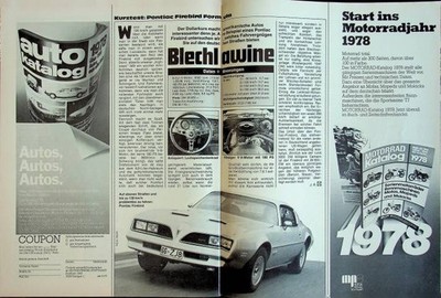 Sport Auto 11/1977 Pontiac Firebird Formula mit 180PS im TEST auf einer Seite