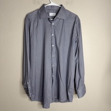 Eton Mens Dress Shirt 17 43 Contemporary Fit Blue Button Down Collar EUC
