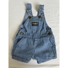 Vintage OshKosh B gosh Vestbak Hickory Stripe Shortalls Overalls 3-6 Months